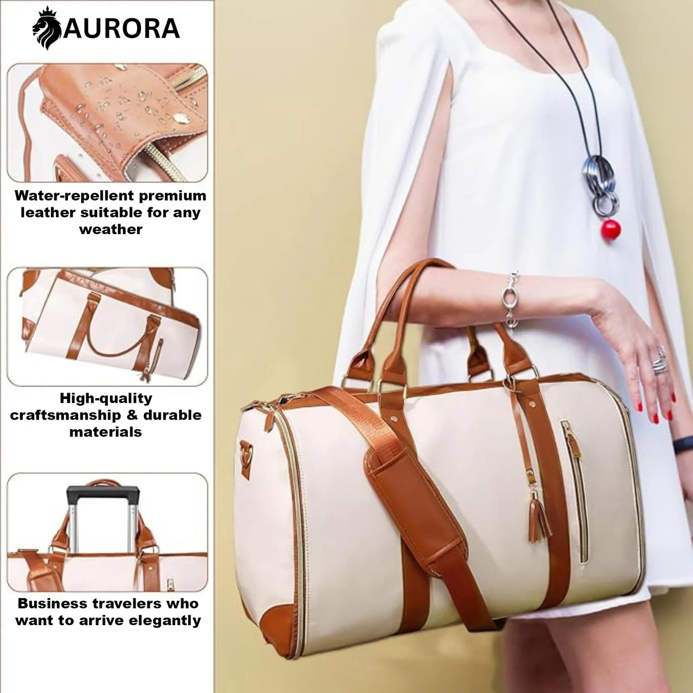 Aurora™ - 2 in 1 Premium Leather Duffel Bag/Travel Bag